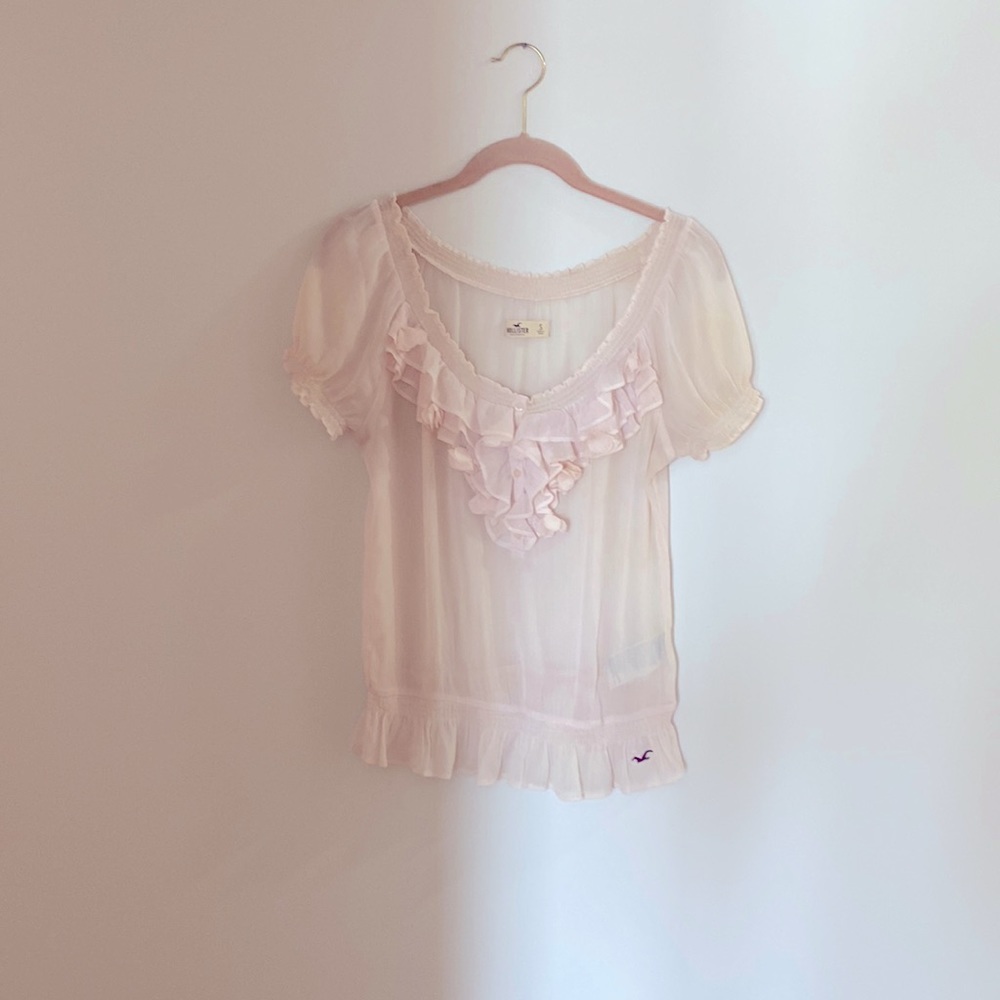 Hollister pink light chiffon shirt. Adorable. - Picture 1 of 2